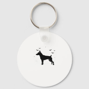 Chaveiro MinPin Cão � Silhueta de Lua de Halloween Camiseta
