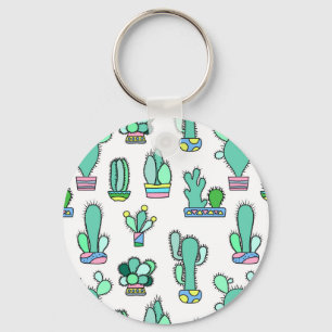 Chaveiro Mint Green Cactus & Succulent Plant Pattern