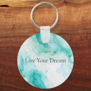 Chaveiro Mint Green Dourado Marble