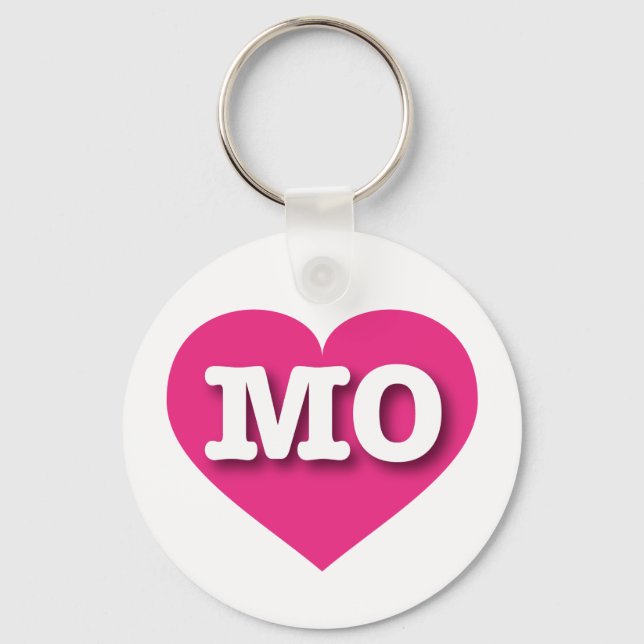 Chaveiro Missouri Hot Pink Heart - Eu amo MO (Frente)