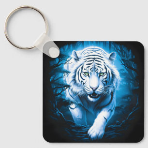 Chaveiro Místico Selvagem Tigre Branco da Floresta