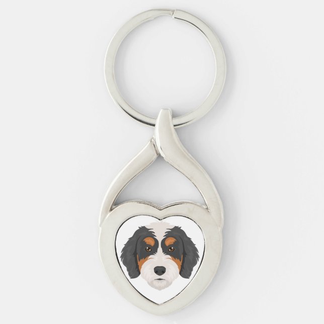 Chaveiro mistura de cães Bernedoodle (Frente)