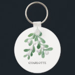 Chaveiro Mistura personalizada<br><div class="desc">Esta corrente de na moda é decorada com folhas e bagas de amêndoas de cor aquosa. Facilmente personalizável. À medida que criamos a nossa trabalho de arte,  não encontraremos esta imagem exata de outros designers. Original Watercolor © Michele Davies.</div>