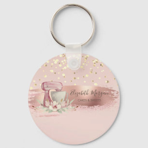 Chaveiro Mixer Flor,Dourado Confetti, Traço De Pincel