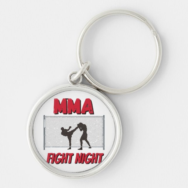 Chaveiro MMA Fight Night text e Silhouette of Two Fighter (Frente)