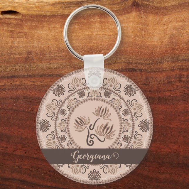 Chaveiro Mocha Rococo de Revival Personalizado Dot Mandala (Frente)