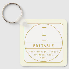 Chaveiro Modelo de design retro-moderno editável dourado e