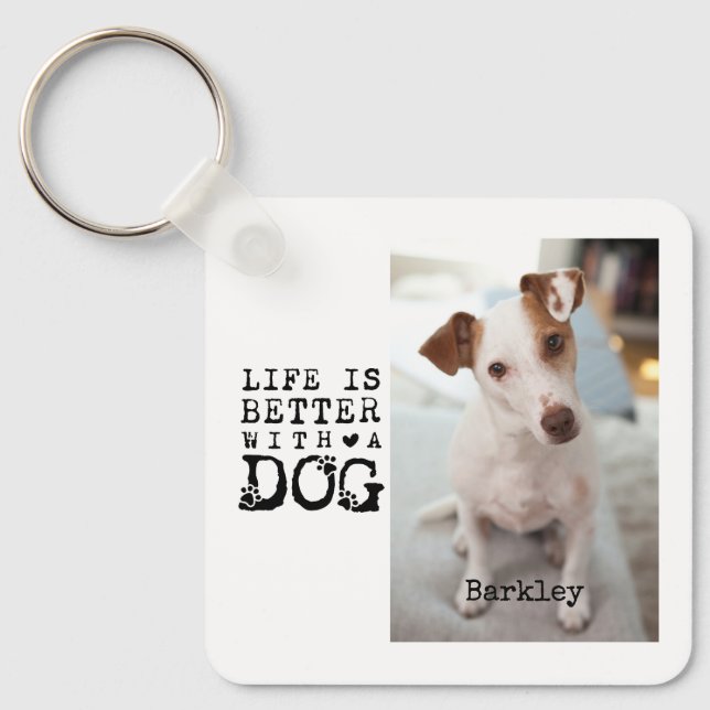 Chaveiro Modelo de foto com citação para cachorro moderno (Frente)