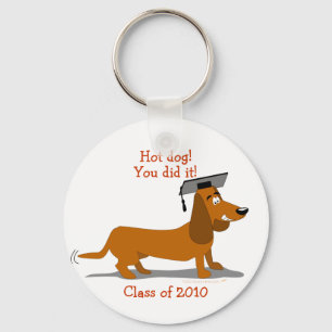 Chaveiro Modelo de Graduação de Cão de Dachshund Personaliz