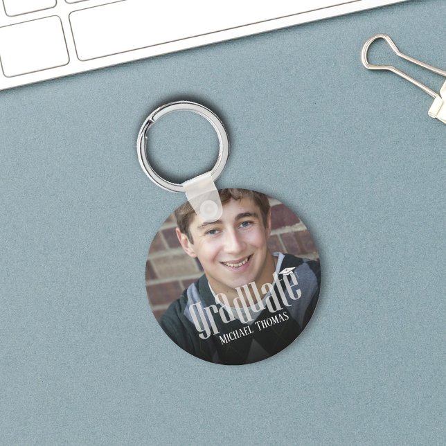 Chaveiro Modelo de Lembrança de Foto de Graduado Moderno (Graduation photo keychain)