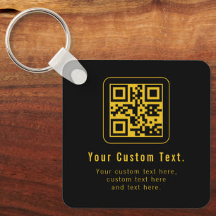 Chaveiro Modelo de QR Code e Texto Editável   Preto e Doura