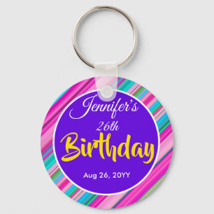 Chaveiro Modelo personalizado de aniversário com listras de