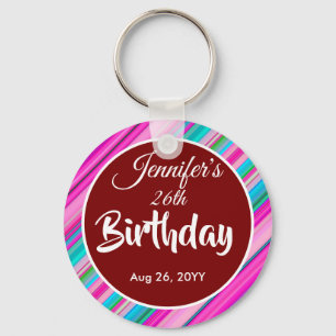 Chaveiro Modelo personalizado de aniversário com listras de