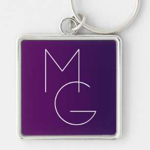 Chaveiro Modern 2 Iniciais Roxo Fundo Sombreado Sutil
