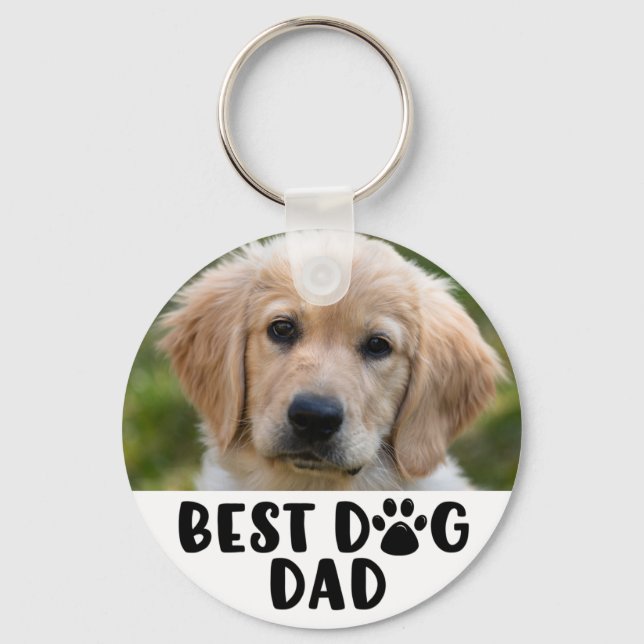 Chaveiro Modern BEST DOG DAD Paw Print Photo (Frente)