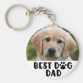 Chaveiro Modern BEST DOG DAD Paw Print Photo