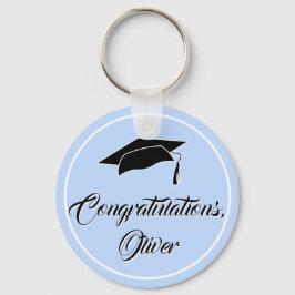 Chaveiro Modern Blue Congratulations Script Graduation