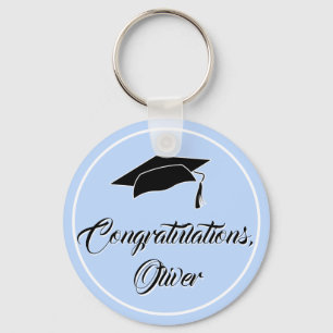 Chaveiro Modern Blue Congratulations Script Graduation