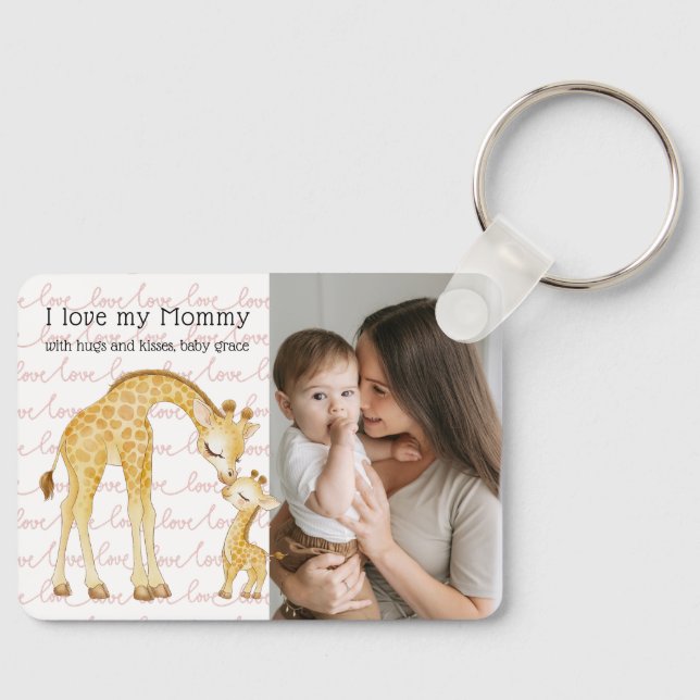 Chaveiro Modern Custom Photo Script 'I Love You - Mommy'  (Frente)