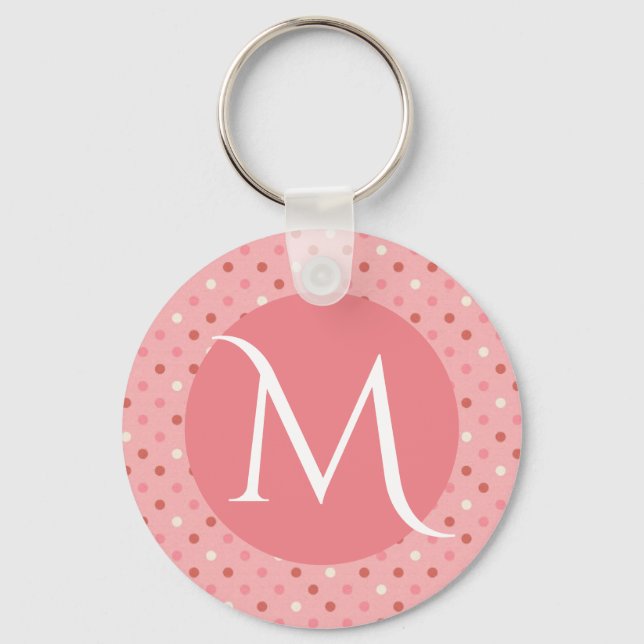 Chaveiro Modern Cute Pink Dotty Monogram (Frente)