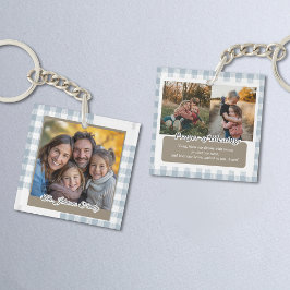 Chaveiro Modern Dusty Blue Personalized Family Photo
