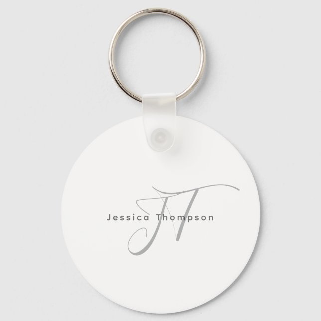Chaveiro Modern Elegant Plain Professional Name Monogram (Frente)