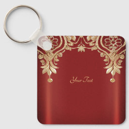 Chaveiro Modern Gold Red Floral Keychain