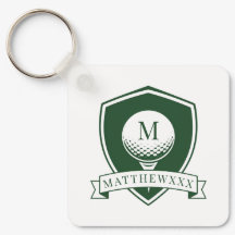 Modern Green and White Name Initial Monogram Golf