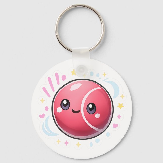 Chaveiro “Modern Minimal Red Ball Keychain | Pink & Blue Li (Frente)