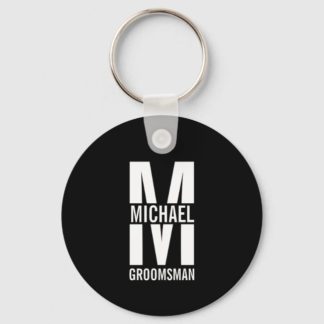 Chaveiro Modern Personalized Groomsmen Monogram and Name (Frente)