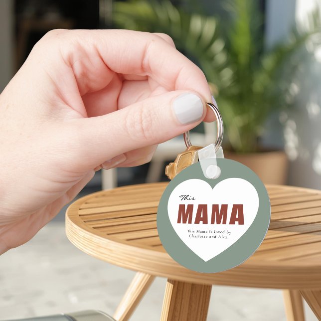 Chaveiro Modern Personalized Mama Heart Keychain (Criador carregado)