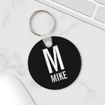 Chaveiro Modern Personalized Monogram and Name<br><div class="desc">Modern Monogram Design featuring personalized monogram and name in modern bold sans serif font style.

Perfect gift for dad,  husband,  boyfriend,  boys and more</div>