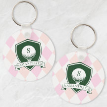 Modern Pink Pattern Name Initial Monogram Golf
