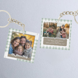 Chaveiro Modern Sage Green Personalized Family Photo