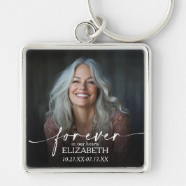 Chaveiro Modern Script Photo Memorial Forever in our Hearts