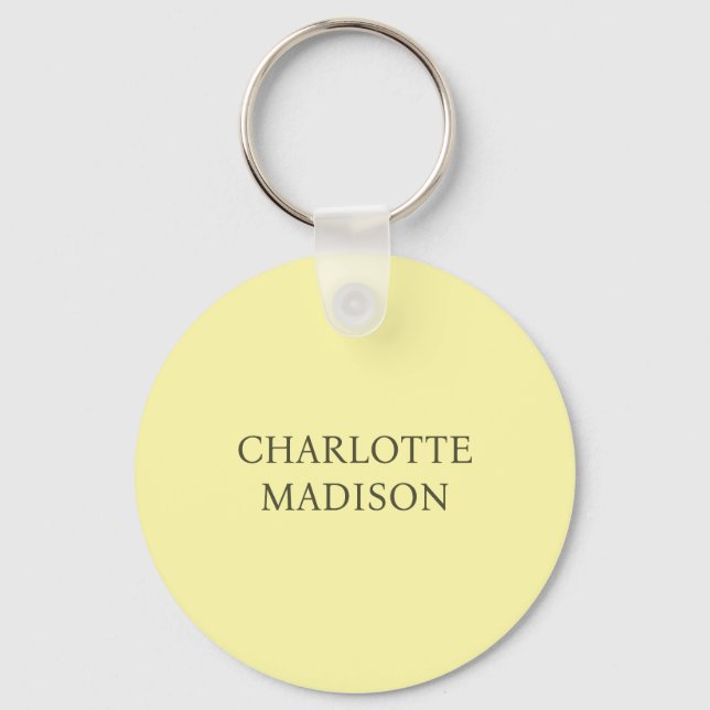 Chaveiro Modern Simple Cream Trendy Minimalist Plain Name (Frente)