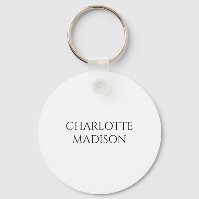 Chaveiro Modern Simple White Trendy Minimalist Plain Name (Frente)