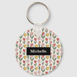 Chaveiro Modern Tulip Floral Pattern Soft Botanical Spring