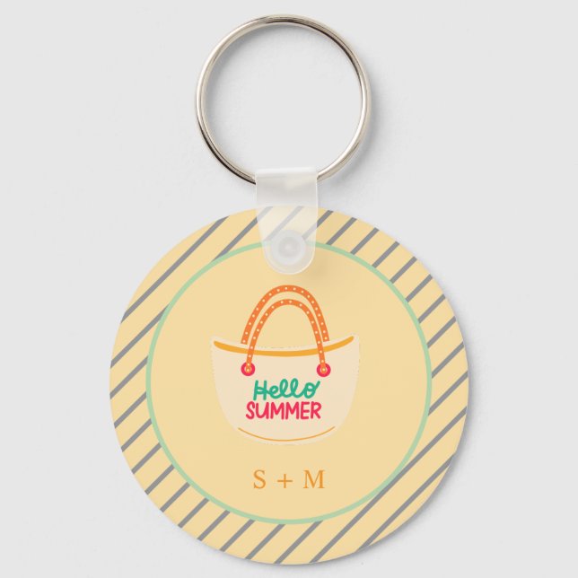 Chaveiro Modern Watercolor Summer Beach (Frente)