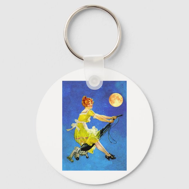 Chaveiro Modern Witch Rides a Vacuum (Frente)