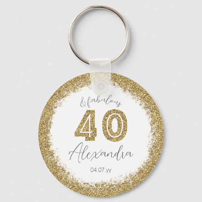 Chaveiro Moderno 40 e Dourado Gitter fabuloso personalizado (Frente)