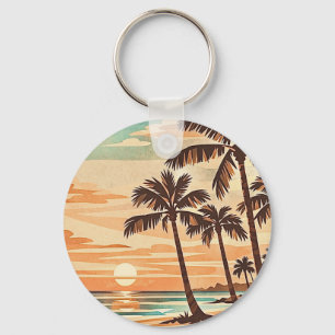 Chaveiro moderno de meados do século praia Havaí pôr do sol