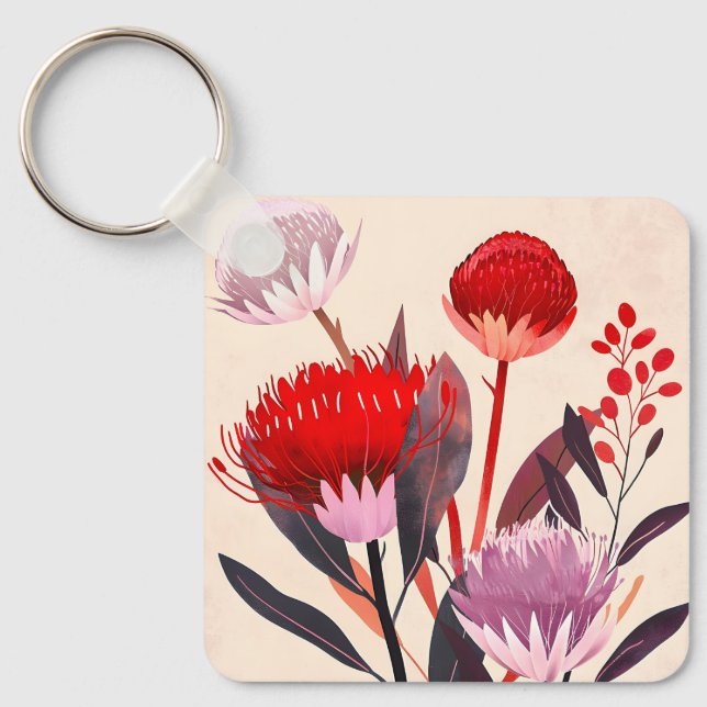 Chaveiro Moderno Minimalista Boho Floral Botânico (Frente)