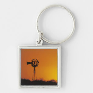 Chaveiro Moinho de vento ao pôr do sol, Sinton, Texas, EUA