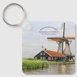 Chaveiro Moinho de vento de Zaanse Schans Aquarela Patrimôn