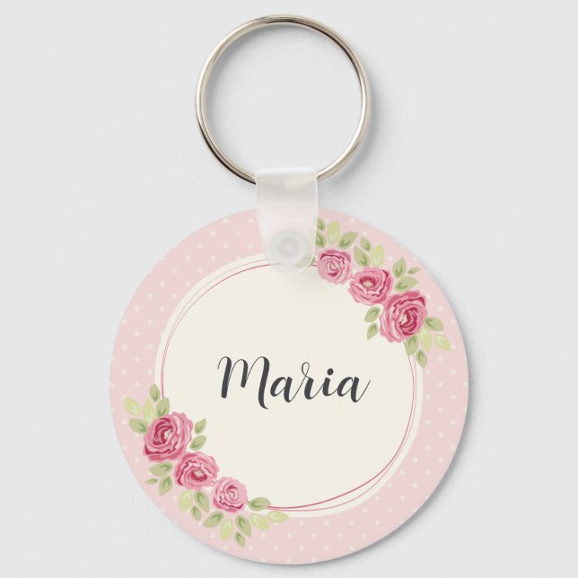 Chaveiro Moldura de Rosas Vintage Shabby Chic (Frente)