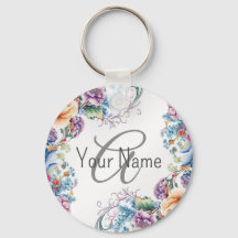 Moldura Floral Colorida com Nome Monograma Elegant