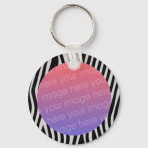 Chaveiro moldura para foto com listras de zebra