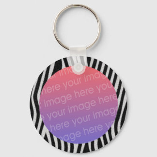 Chaveiro moldura para foto com listras de zebra