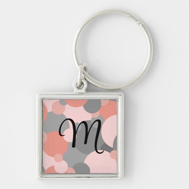 Chaveiro Moléculas personalizadas de cinza de laranja chave (Frente)